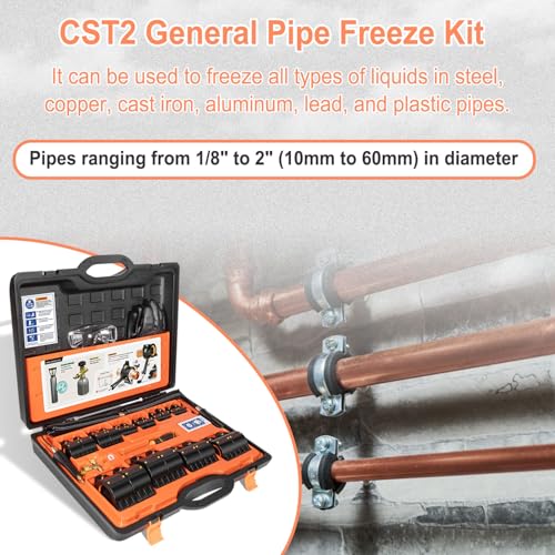 Image of Pipe Freeze Kit, CST2 Pipe Freezing Kit For 1 /8 inch to 2 inch OD, Use CO2 To Freeze Tube Wire Plumbing, Water Line Repair Tool Kit, Replacement For Cold Shot Pipe Freeze Kit