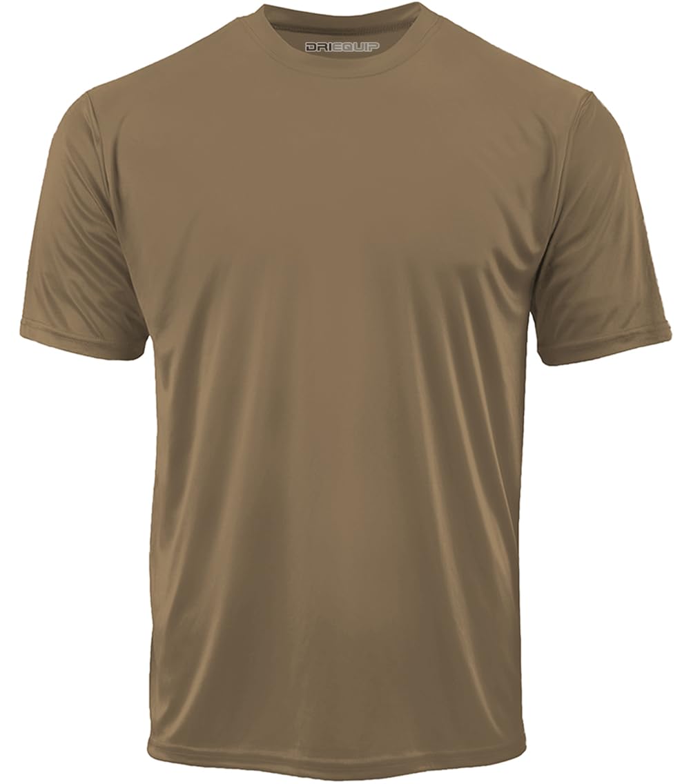 Joe's USA Men's Short Sleeve Moisture Wicking Athletic T-Shirt-M-Coyote Brown