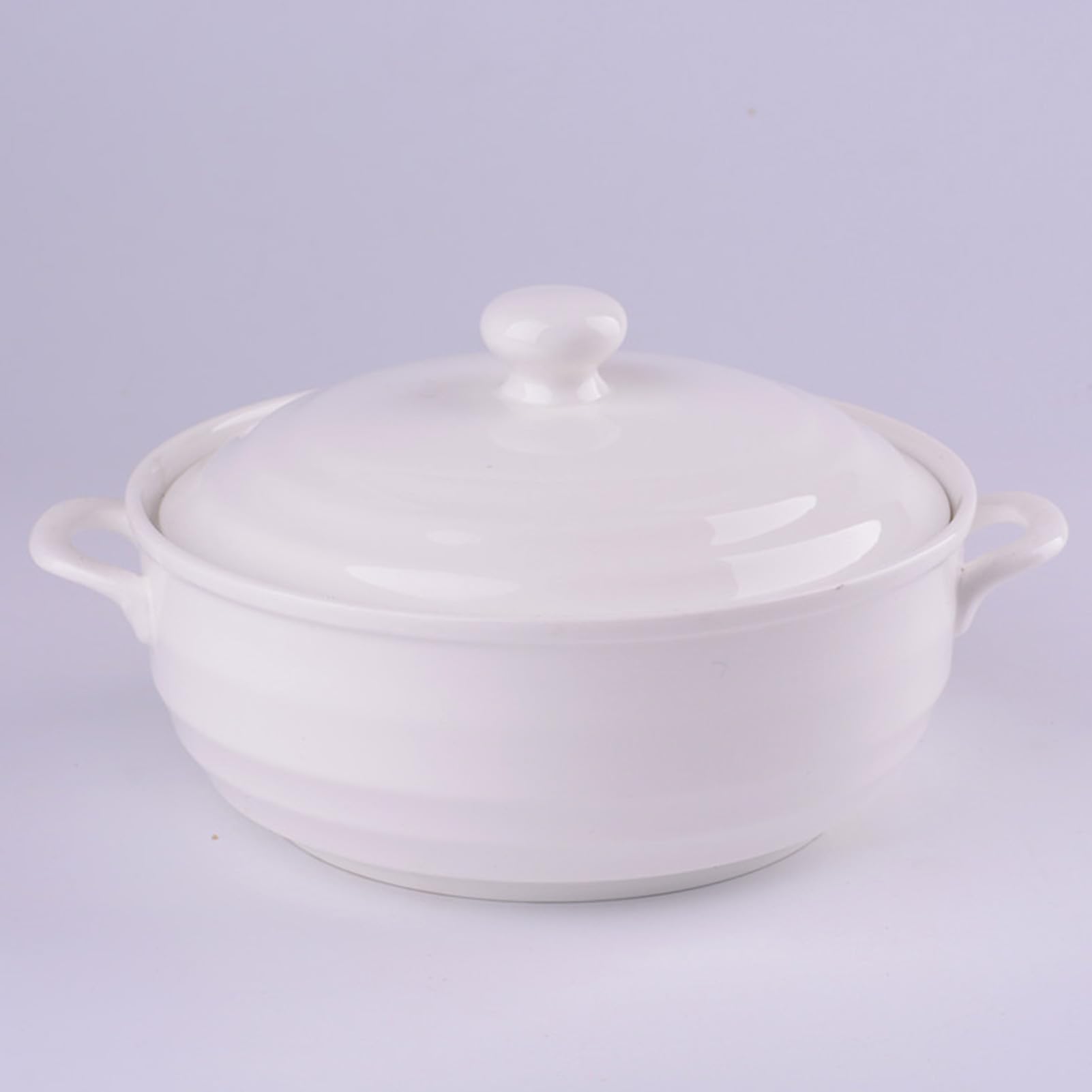 ceramiczny garnek do duszenia, Małe miedziane rondle, waza do zupy, biała porcelana, zestaw z pokrywką i chochlą, okrągły(White)