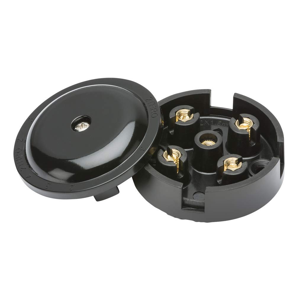Knightsbridge Black White Square Edge Plastic 5A Junction Box 4-Terminal - (59Mm)
