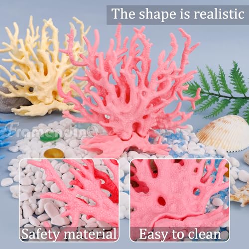 Image of Framendino, 4 Pack Artificial Aquarium Coral Decor Plastic Faux Reef Decorative Cute Fish Tank Decorations