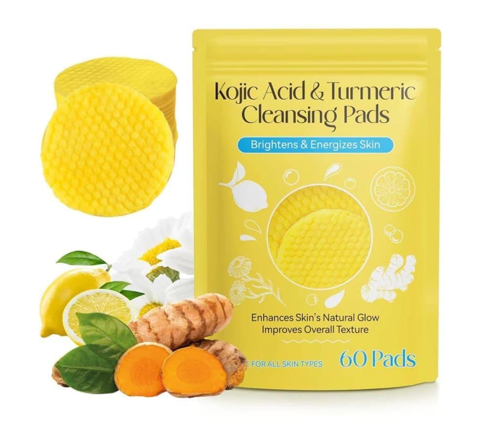 Turmeric & Kojic Acid Face Cleansing Pads � Brightening & Exfoliating Facial Wipes for Glowing Skin, Anti-Blemish, Anti-Dark Spot, Gentle Daily Skin Cleanser (pack-1/60 pic)-image-6