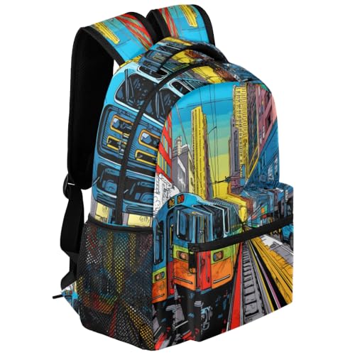 City Subway Rail Backpacks Travel Backpack for Women Men Waterproof Bookbag Laptop Backpack with Compartment Traveling Back Pack for Work, Gym2