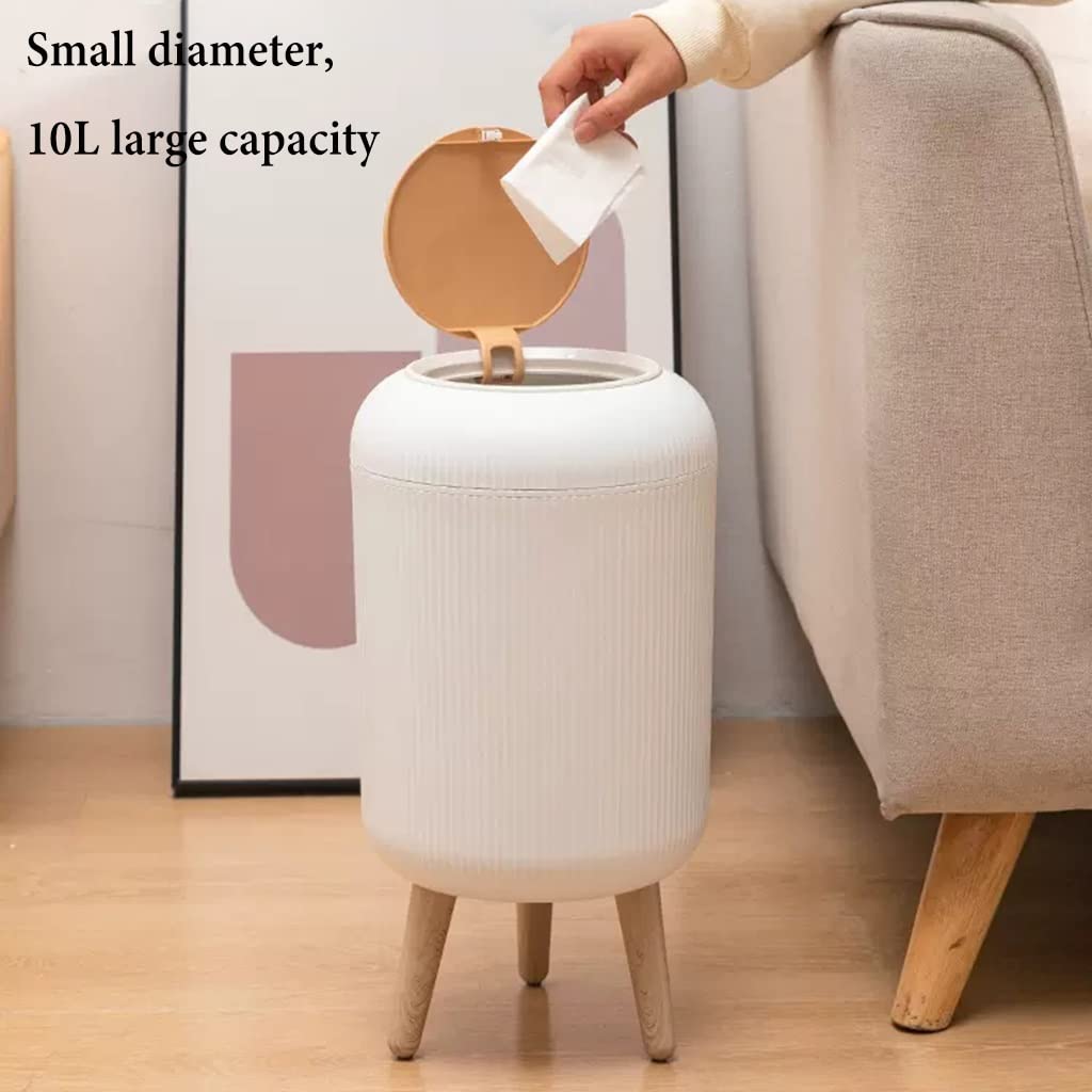 Cubo plástico estrecho 10L con patas diseño moderno cocina baño(/White)
