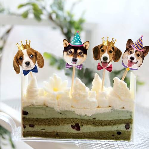 Cake Deko Hund 24 Stück Kuchen Deko Hunde Cute Geburtstagstorte Deko Hund Tier Torten Topper Für Geburtstagsdeko, Themenparty, Babyshowerparty (B)
