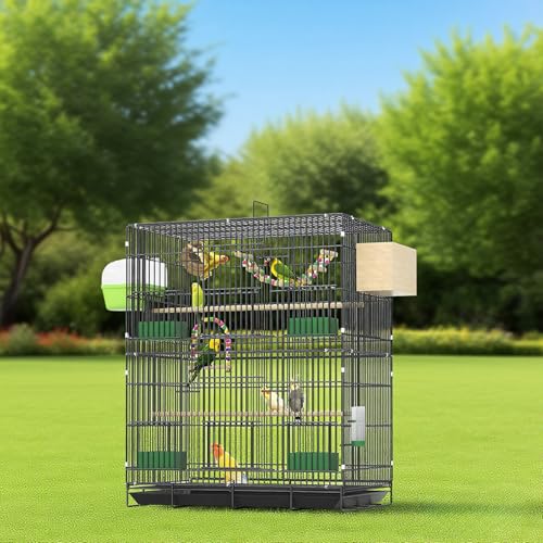 Großer Vogelkäfig, Sittichkäfig für Papageien, Nymphensittiche, Wellensittiche, Lovebirds, Aras, Indoor/ Outdoor, keine Montage