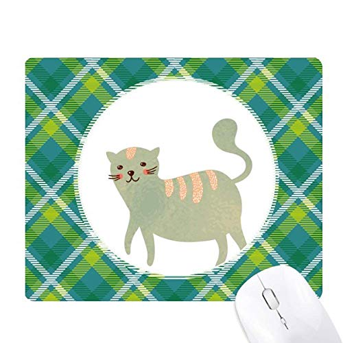 Tapis de souris chat aquarelle animal vert cyan et grille pixel