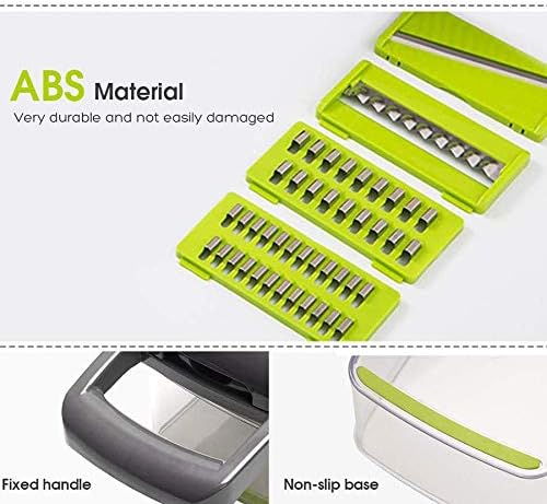 Miniatura 5 de ELEVA Pro-Series 16 en 1, picador de verduras de 8 cuchillas, picador de cebolla, cortador de mandolina, cebolla, papa, tomate, ajo, picador,