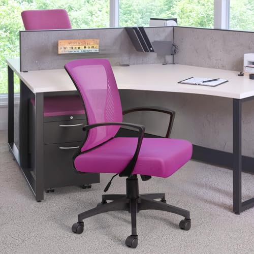 Image of Furmax Office Chair Mid Back Swivel Lumbar Support Desk Chair, Computer Ergonomic Mesh Chair with Armrest (Pink)
