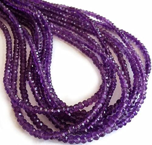 Amethyst faceted rondelles 3.75-4 mm pour création de bijoux de lithothérapie