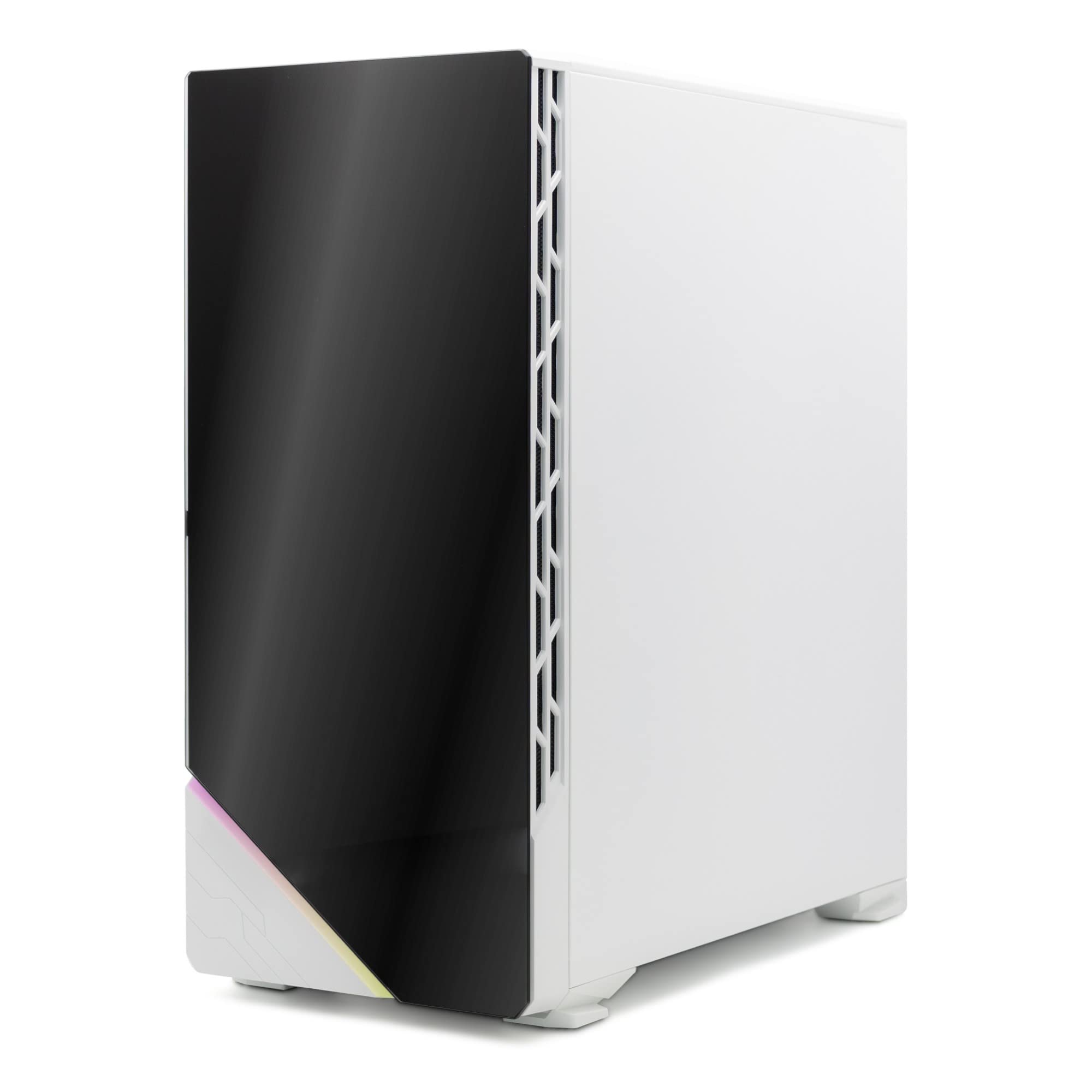Simpletek Case Gaming Bianco Trasparente LED ARGB Frontali | ATX MICRO-ATX MINI-ITX mATX Ventola 120mm RGB
