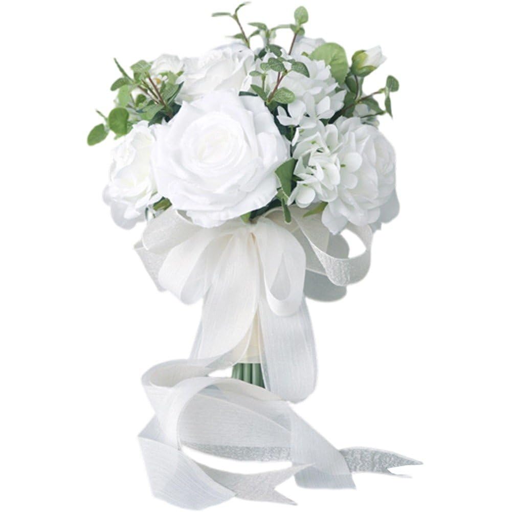Casiler Bridal Wedding Holding Bouquet, Forest Theme Fake Silk Floral Bouquet for Wedding Shooting Ceremony Scene Layout