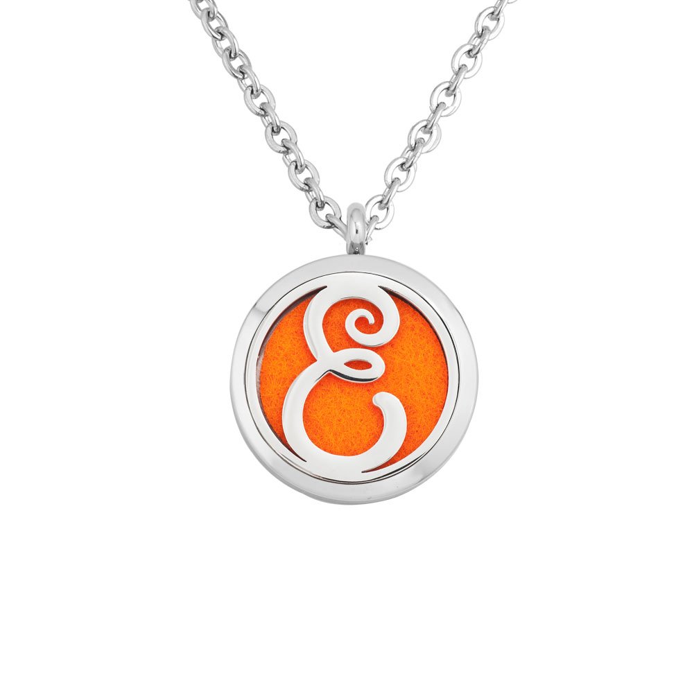 Monogram Aromatherapy Essential Oil Diffuser Necklace Locket Pendant with 24" Chain + 12 Refill Pads