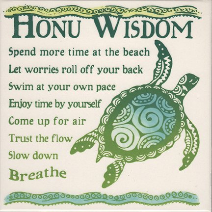 Honu Wisdom 6" Hand Painted Ceramic Tile