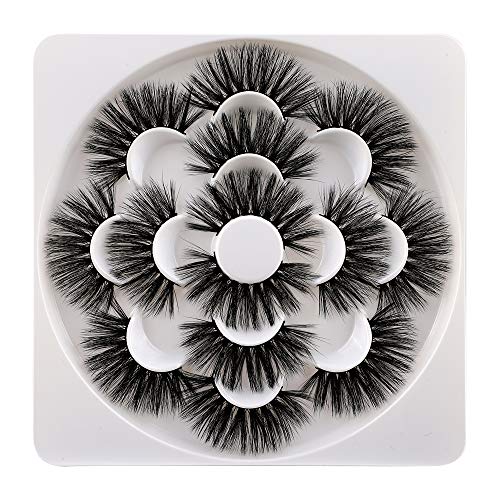 20MM Fake Eyelashes, FANXITON Fluffy False Eyelashes Full Volume Faux Mink Lashes Pack 7 Pairs