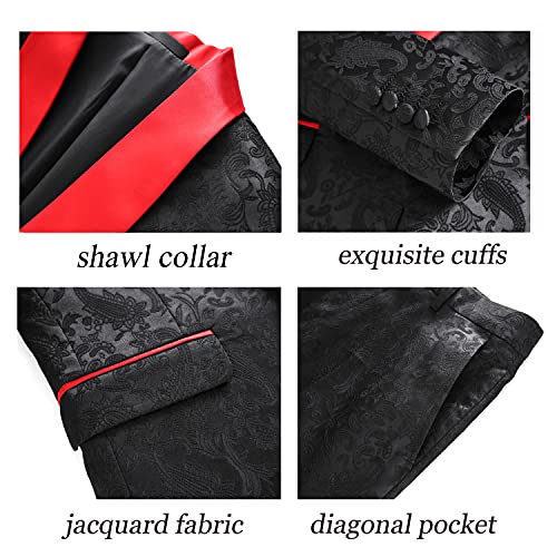 UNINUKOO Mens Suits Slim Fit 3 Piece Jacquard Suit 1 Button Shawl Collar Wedding Formal Tuxedo for Men4