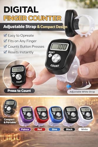 Image of 10 PCS Digital Finger Counter with Adjustable Strap & LCD Display | Electronic Hand Tally Counter with Reset Button for Japa, Chanting, Meditation, Prayer, Sports, Golf, Knitting & Score Tracking