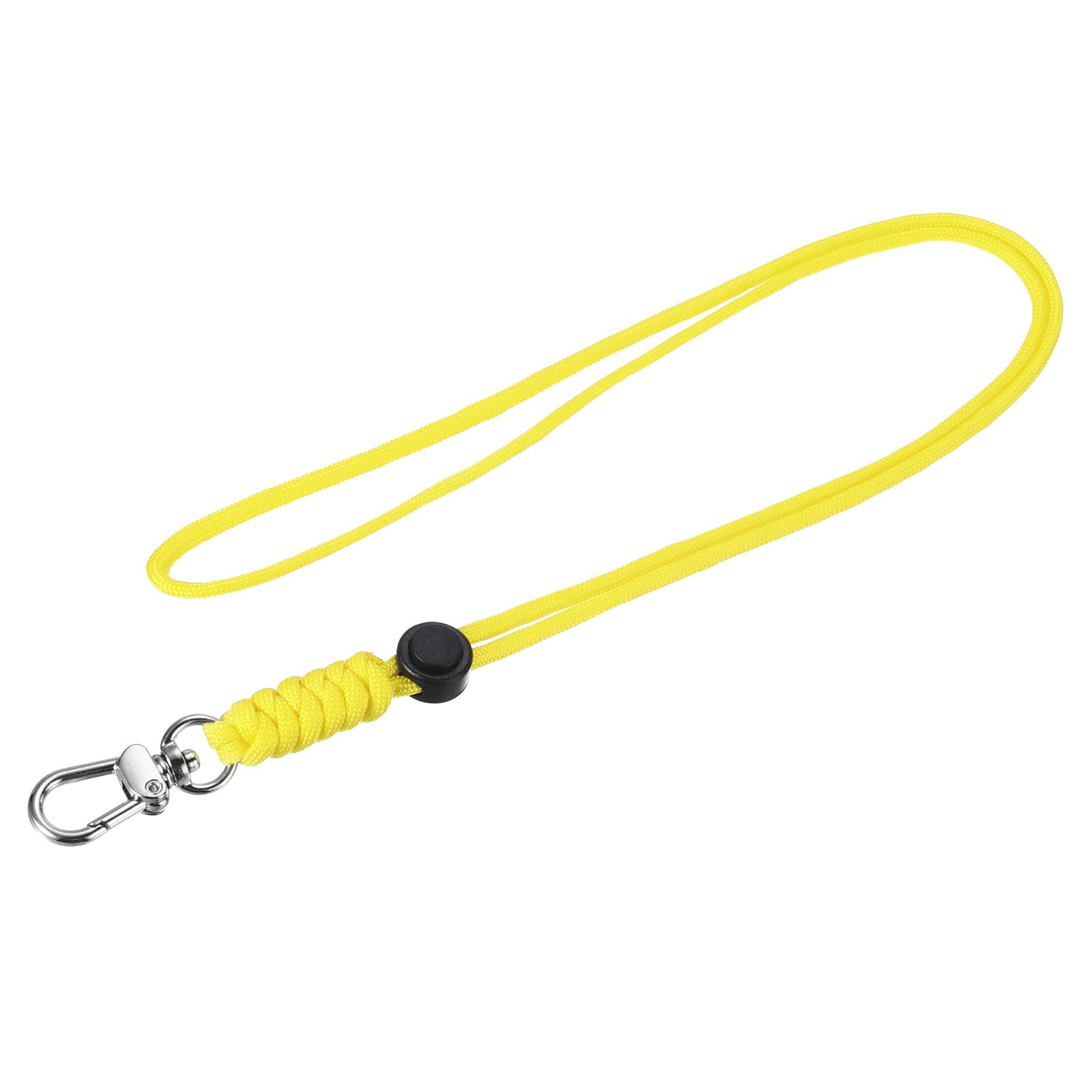 YOKIVE 1 Pcs Paracord Lanyard with Clasps, Necklace Keychain Cord Metal Hooks Straps, Yellow, 19 Inch