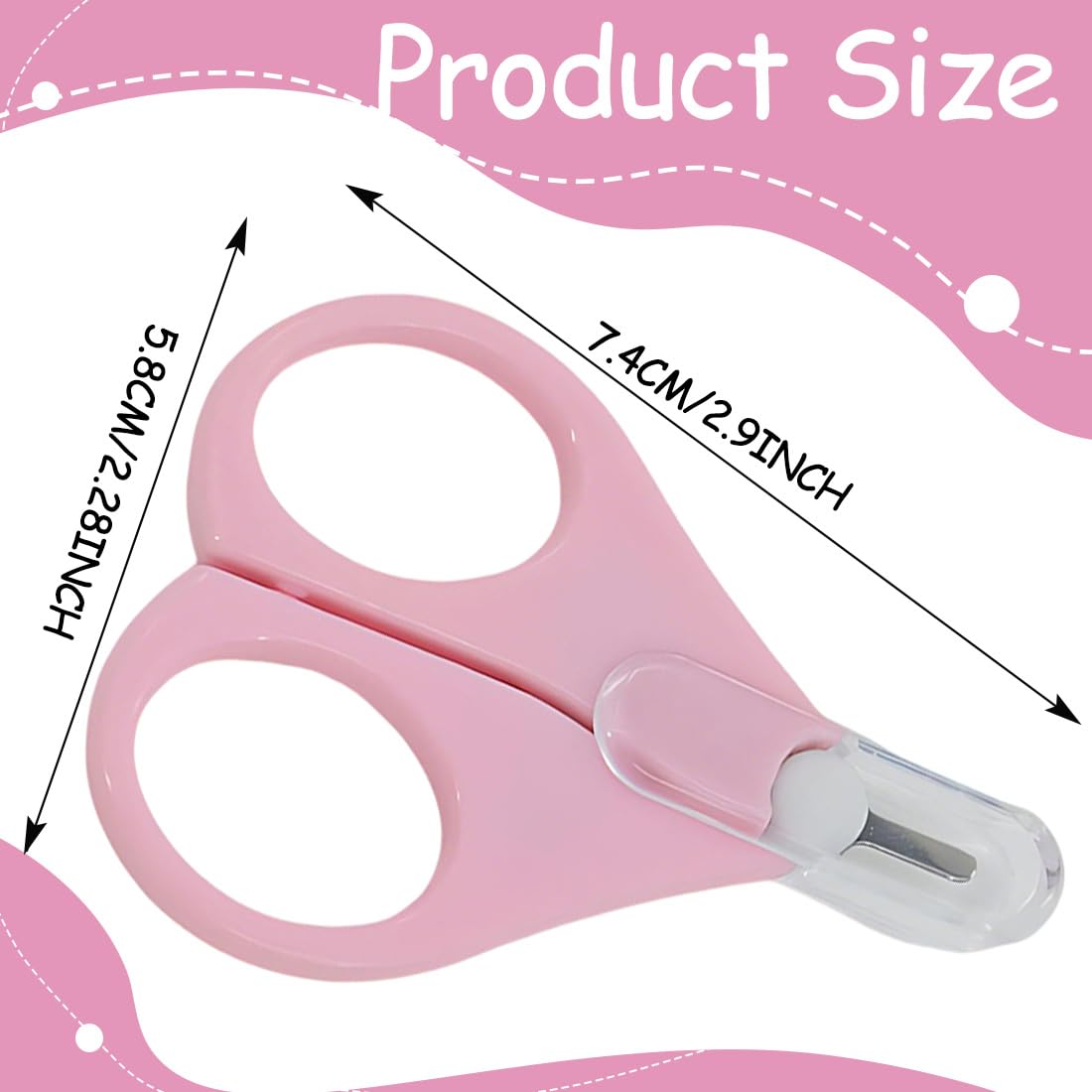 2 Pièces de Ciseaux à Ongles pour Bébé, Ciseaux à Ongles Sécurisés pour Éviter les Pincements de Peau (Rose, Beige)