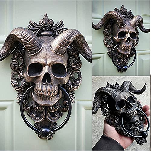 Aldaba de puerta con cabeza de oveja y calavera de satanás punk Cover