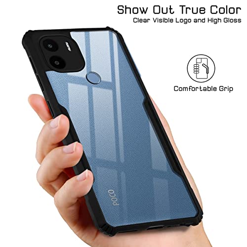 Image of Jkobi Back Cover Case for Poco C50 | Poco C51 (Shockproof with Polycarbonate Clear Panel | Professional Black)