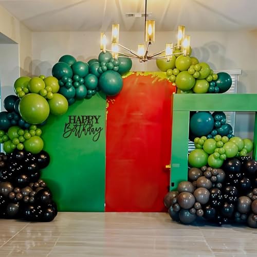 Image of Green Brown Balloons, 60 Pcs 12 Inch Dark Green Black Confetti Balloons for Boys Men Kids Video Game Theme Jungle Safari Baby Shower Woodland Hunting Graduation Camo Birthday Army Party Decorations