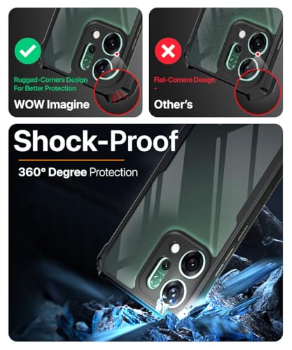 Image of WOW IMAGINE Shock Proof Clear Protective Back Case for Oppo Reno 14 Pro 5G - AirEDGE Technology | 360 Degree Camera Protection | Transparent Hybrid Back Case Mobile Cover - Black