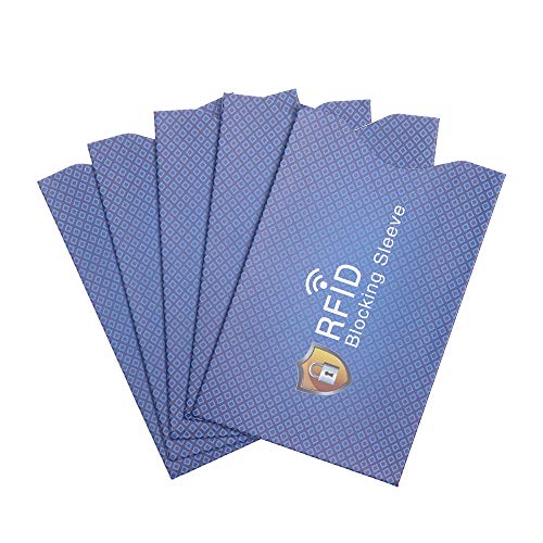 5PCS RFID Blocker Case Cover - Credit Cards Protection Blocking Sleeve(Blue)