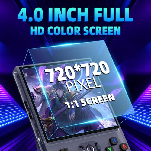 Image of R36MAX Retro Handheld Game Console, 4.0 Inch Retro Gaming Console with 64GB Memory,Support 30+ Emulators,Open Source Linux System Hand Held Game Console, 4000mAh Battery(Gray)