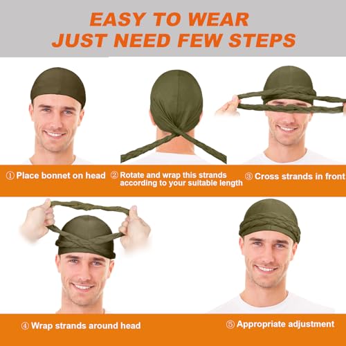 Image of 4 Pcs Satin Lined Turban Head Wraps for Men, Turban Head Scarf for Hair