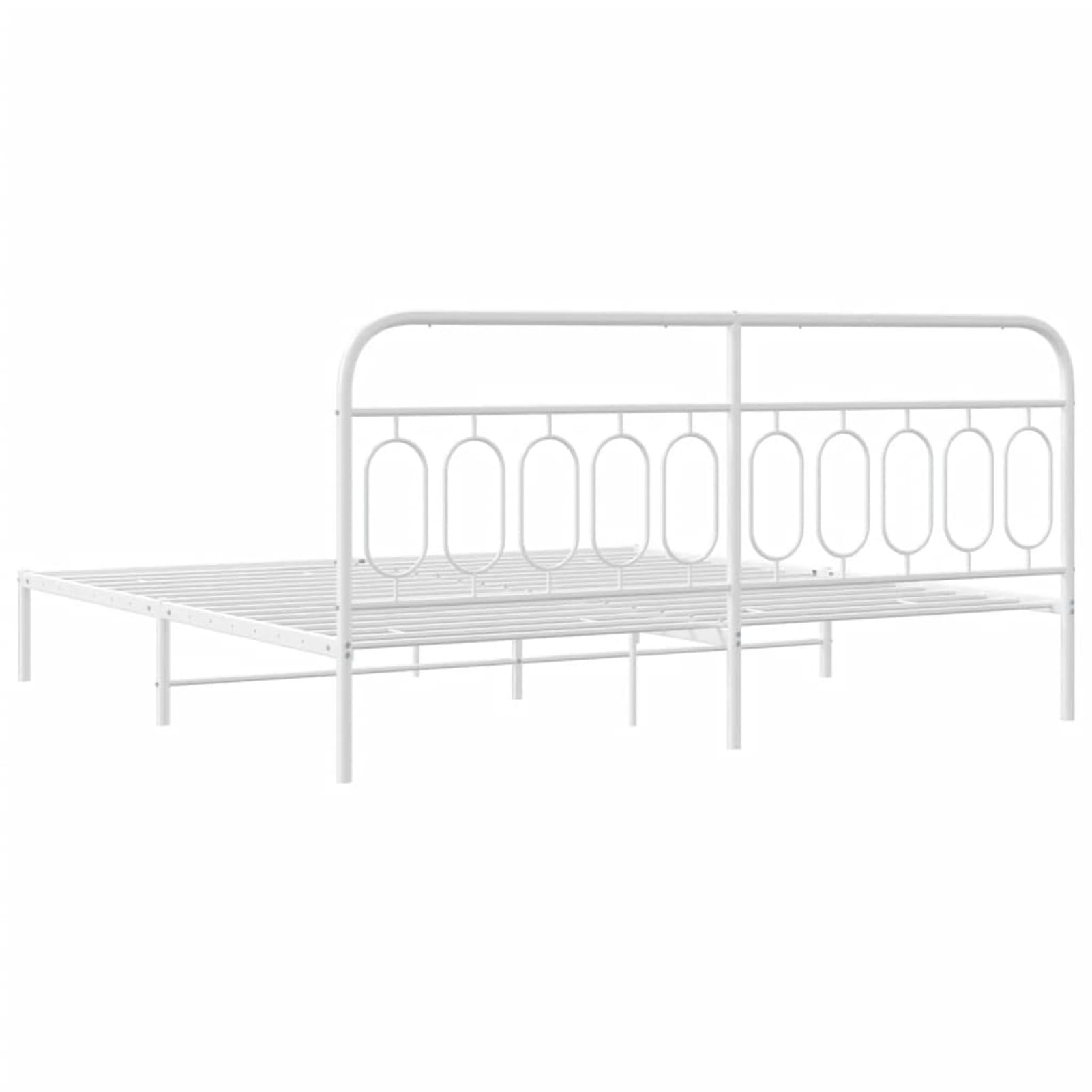WGYHOME Rama łóżka z zagłówkiem, 200 x 200 cm, biała, stal – wytrzymałe łóżko metalowe dla dorosłych, w zestawie stelaż i środkowe nóżki