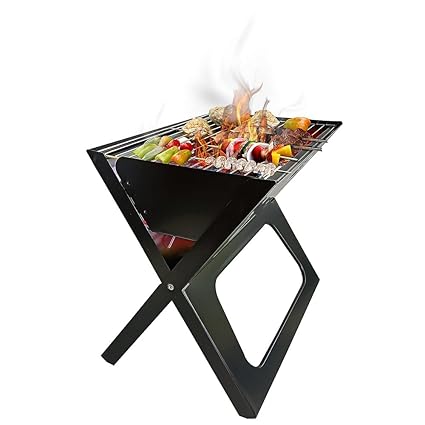 Hemzy Foldable Briefcase Style Charcoal Barbecue and Tandoor Grill Barbeque Stand for Outdoor Picnic Camping and Traveling