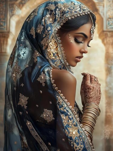 KAYEIUU Beautiful Women Diamond Painting Kits, Women 5D Diamond Painting Kits for Adults Beginner DIY Full Drill Sparkling Diamond Painting Kits Embellish The Room 12x16 inch