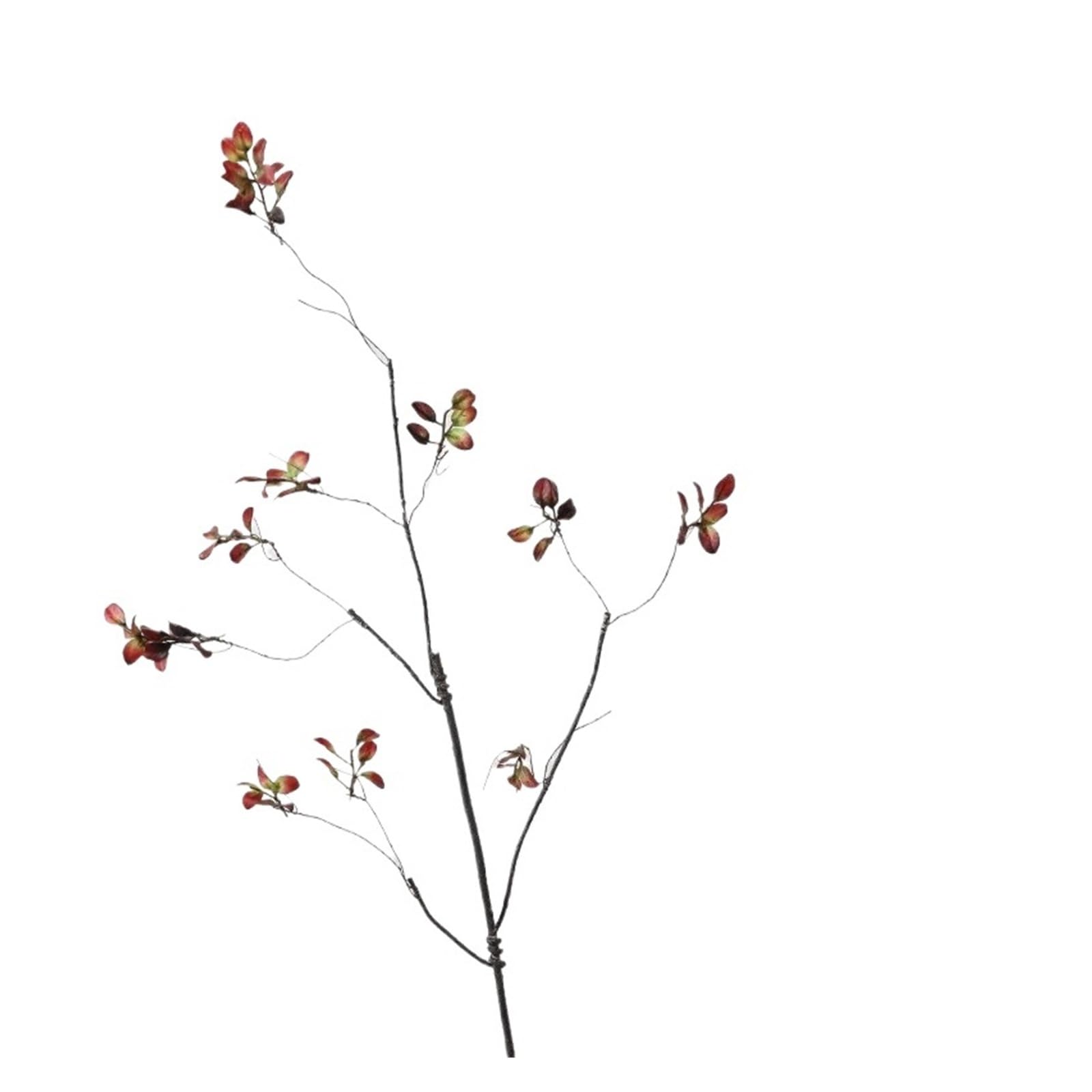 4/5PCS Simulation Dead Branch Plants Floral Silk Autumn Leaves Restaurant Decoration Artificial Leaf Green Plant(Dark red,4pcs)