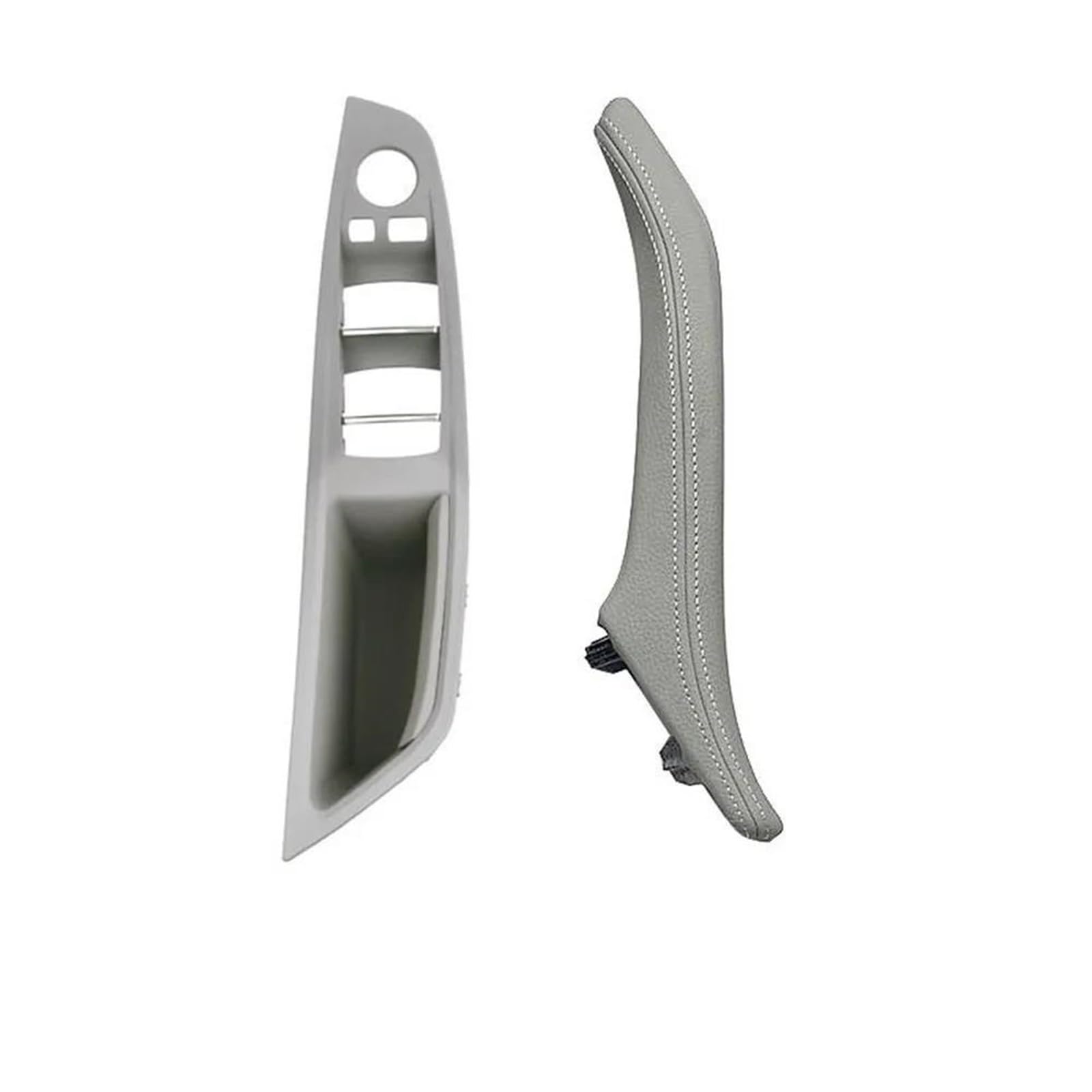 YUEYZHK Leather Interior Door Pull Handle Assembly Set for BMW 5 Series F10 F11 F18 520 523 525 528 530 535(Titanium)