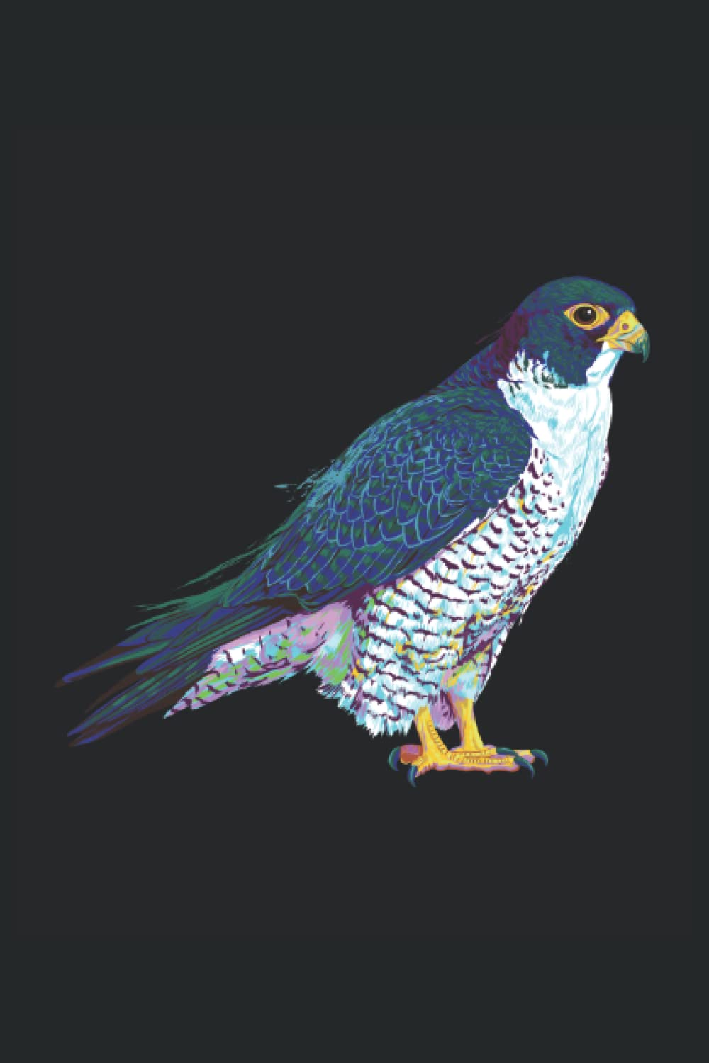 Colorful Peregrine Falcon Notebook: Karo - 120 Pages - Size 6 x 9 Inches (15,24 x 22,86 cm)