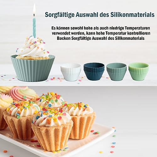 Foto von Silikon Muffinförmchen Backformen Muffinform Silikonform - Wiederverwendbare antihaftbeschichtet 24 Stück Silikonformen Muffinformen BPA frei Cupcakeförmchen für Kuchen, Eincreme und Pudding