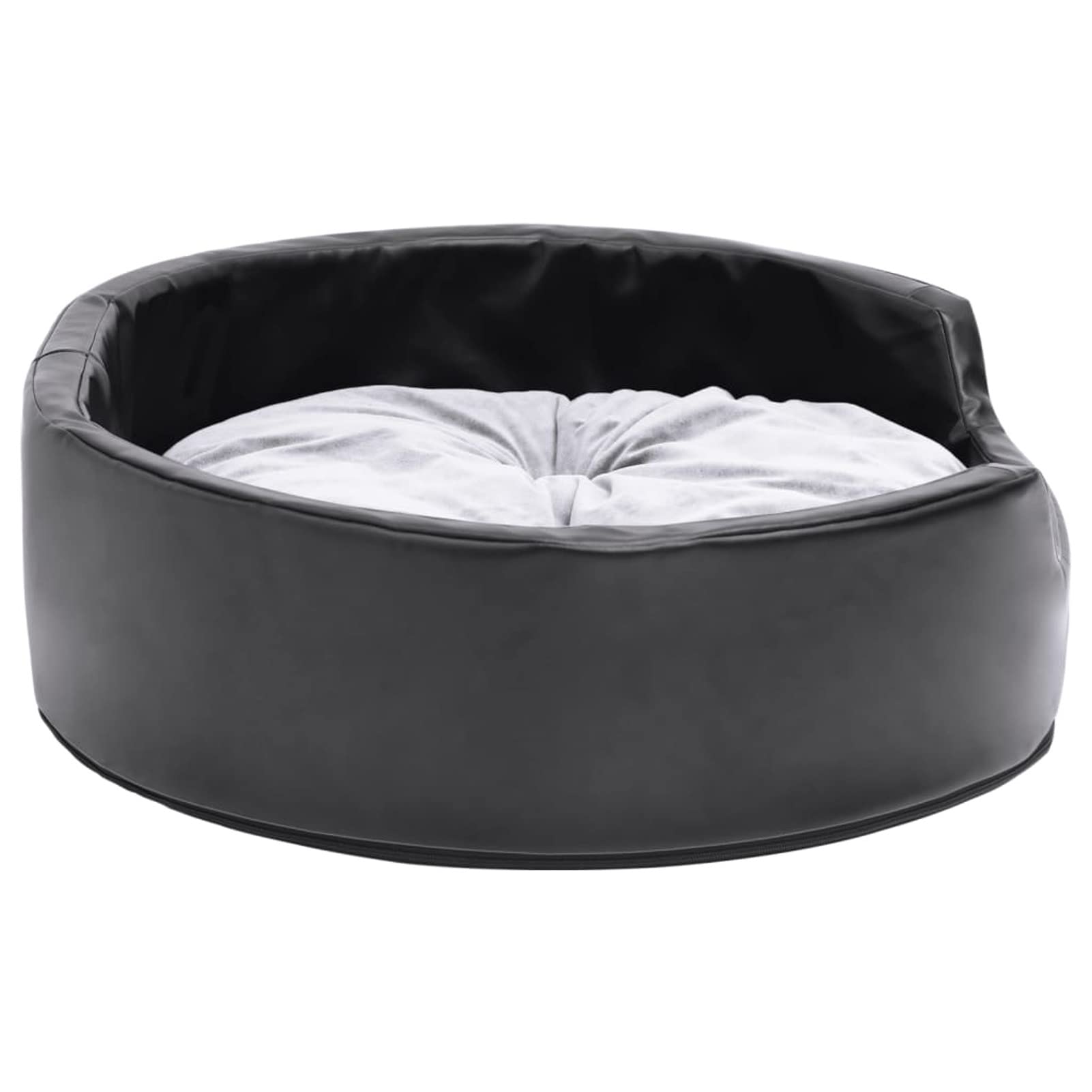 ZHOUMIN Cama para Perros, Sofa Perro, Colchon Perro, Sofá Cama para Mascotas, Felpa y Cuero sintético Negro Gris 69x59x19 cm