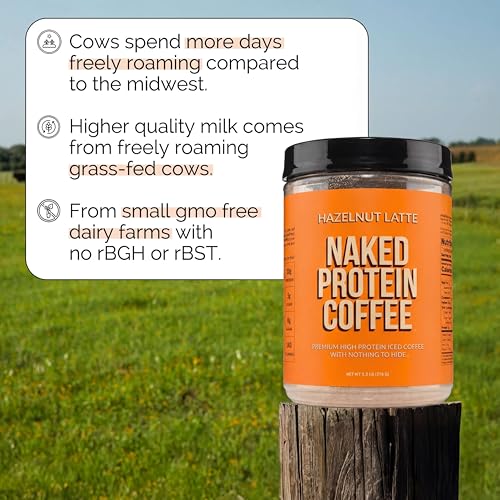 Image of NAKED Hazelnut Latte Protein Coffee - Premium Colombian Iced Coffee Protein Shake Drink, Delicious Keto Friendly and Gluten Free, 17 Servings