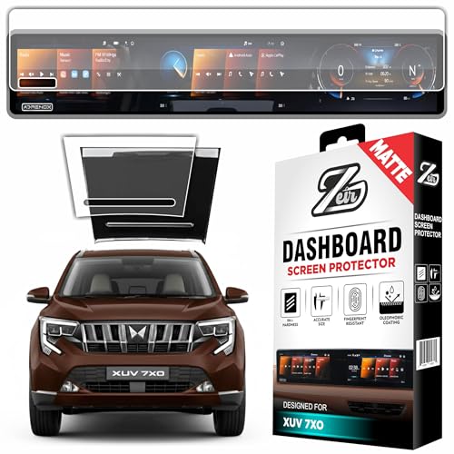 Image of ZEIR MATTE [2 PACK] Screen Protector Compatible with MAHINDRA XUV 7XO Models - 12.3 Inch Triple Screen Long (With Adrenox+ Badge Cutout) + Flexible TPU Storage Panel Film 2026+ [Not Tempered Glass]
