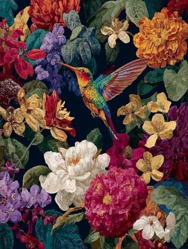 ペイントバイナンバー 鳥 ナンバーペイント 花 大人用 初心者向け 手塗り 塗り絵 ハンドメイドクラフトアート 簡単 DIY 数字油絵 セット 含む インテリア アクリル 水彩絵の具, レトロ インテリア 壁飾り ホームデコレーション ギフト 額縁付き 5