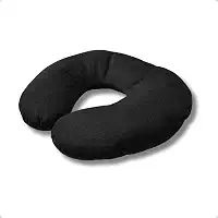 Travesseiro de Pescoço para Viagem Preto Suede Encosto Apoio Avião Descanço Formato U Macio Confortável Portátil