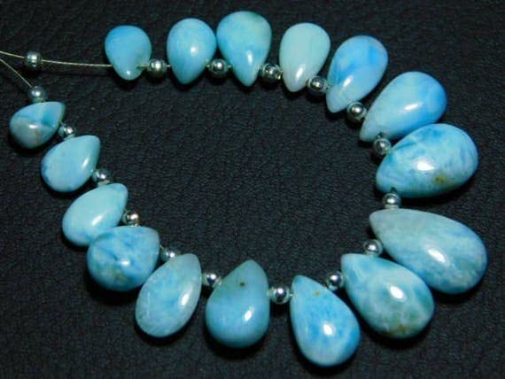 Larimar smooth pear briolettes pierres naturelles 8x6mm à 14x8mm pour bijoux DIY