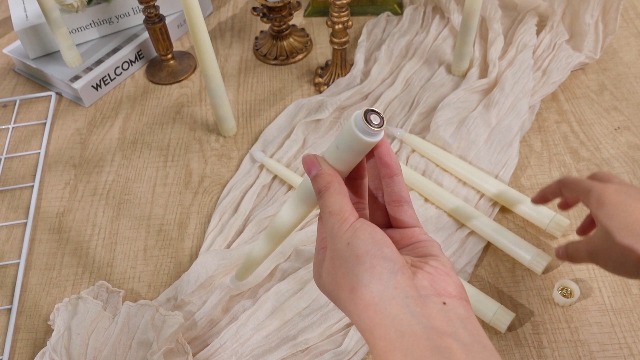 Image of 40 Pcs Flameless Taper Candles LED Battery Operated 12.8 inch 10.8 inch 9.7 inch 8.5 inch Fake Waxy Candle Flickering Taper Candlestick for Church Wedding Halloween Christmas Party Decor, No Battery(Ivory)