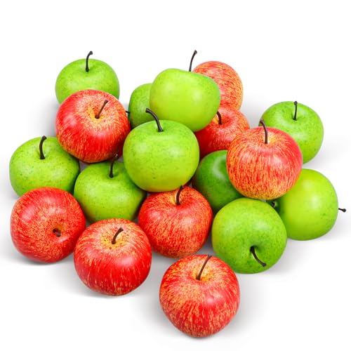 20 Pièces Fausses Pommes Décorations, Fruits Artificiels de 5,3 cm Mini Pommes Rouges pour Décorer le Centre de Table, Fausses Pomme pour La Maison, La...