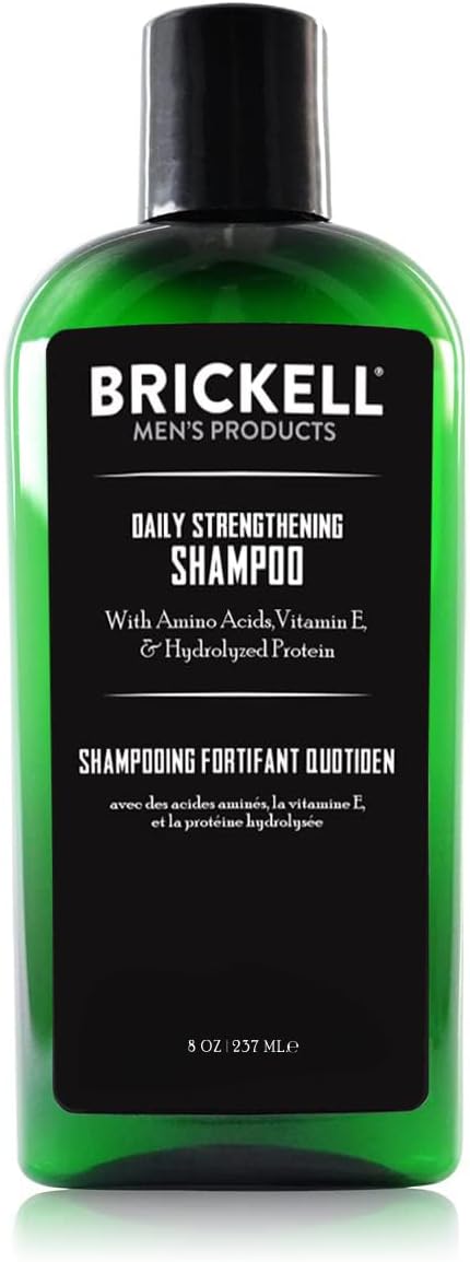 Brickell Men's Products Daily Strengthening Shampoo for Men, Natural and Organic Featuring Mint and Tea Tree Oil To Soothe Dry and Itchy Scalp, Sulfate Free and Paraben Free, 8 Ounce, Scented