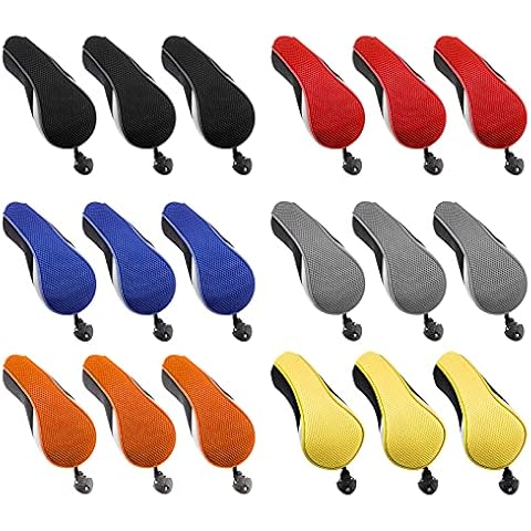 BIG TEETH Golf Hybrid Utility UT Head Covers Rescue Headcovers 3Pcs/set Golf Club Wood Protector Lightweight Meshy Knit with Interchangeable No.Tag Multi Color (Blue) Cover