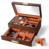 【Uhrenvitrine Können】Die Uhrenaufbewahrungsbox mit glasfenster, genau wie eine Uhrenvitrine können Sie die darin ausgestellten Uhren deutlich sehen. Sie müssen keine Kisten durchwühlen, um Ihre Uhr zu finden, lassen Sie Ihre Uhr in einer solchen Uhrenbox aufbewahren, die nicht nur sicher ist, sondern auch Ihr Interieur wie ein Kunstwerk schmückt.