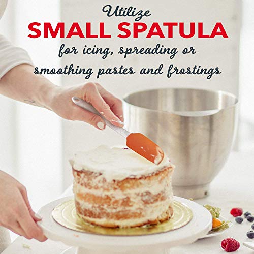 M KITCHEN WORLD Heat Resistant Silicone Spatula Set - Non-Stick Rubber Spatula Kitchen Utensils for Cooking, Baking, and Mixing - Ergonomic, Bakeware Set of 4, Orange