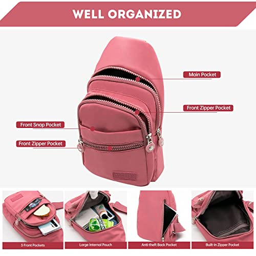 Long Keeper Sling Chest Bag - Women Men Waterproof Crossbody Backpack Traveling Running Hiking Shoulder Daypack Bag (Pink) #TOP3